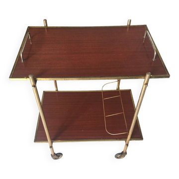 Vintage gold metal serving tray formica style