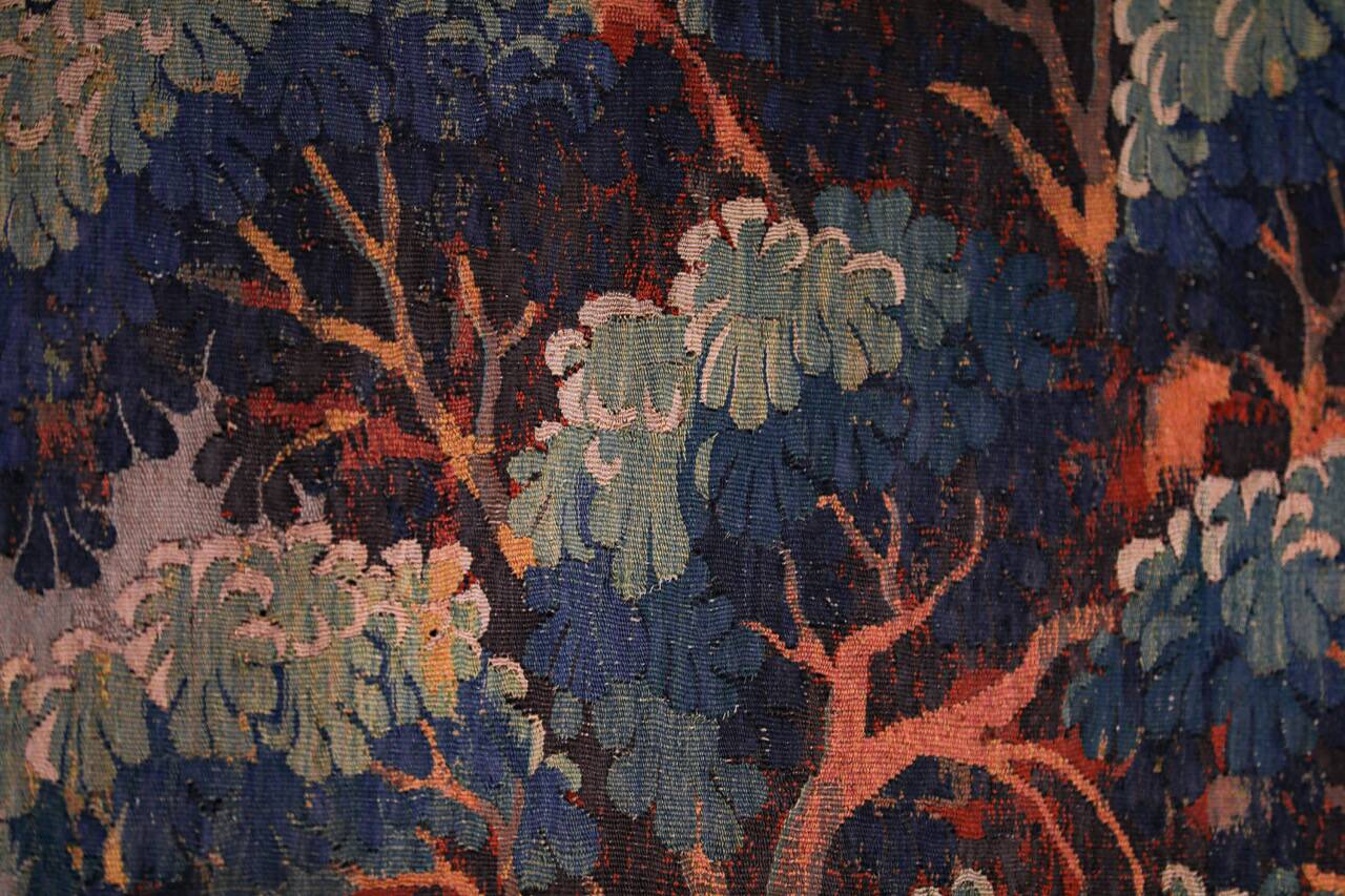 Flemish Verdure Tapestry in wool and silk. Late 17th Century.