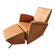 Armchair + matching ottoman – leather – 2000