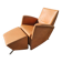 Armchair + matching ottoman – leather – 2000