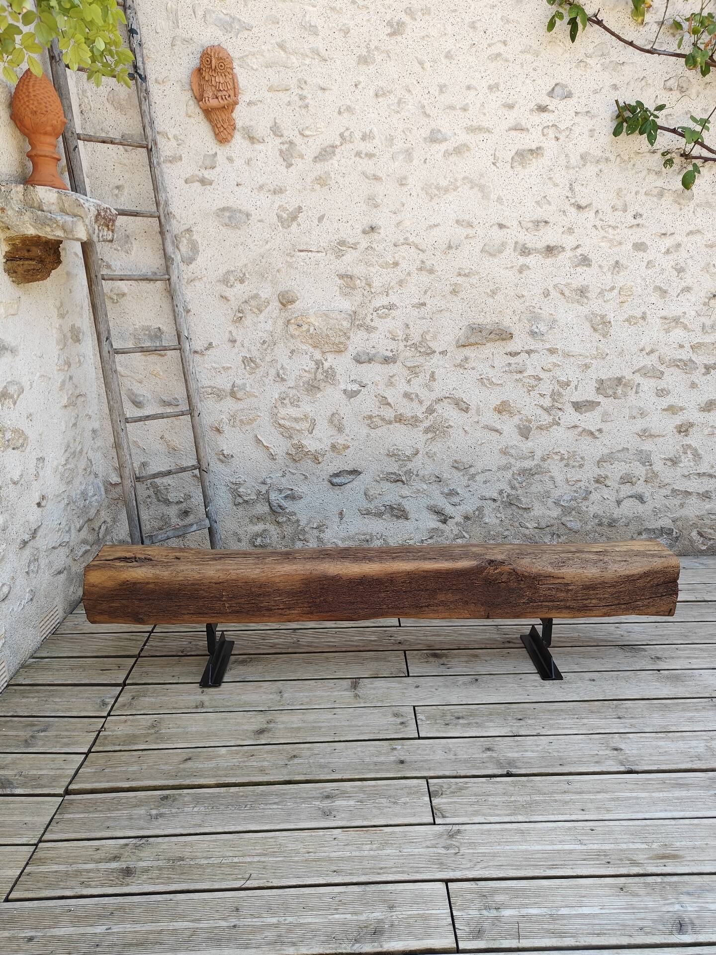 Brutalist oak bench