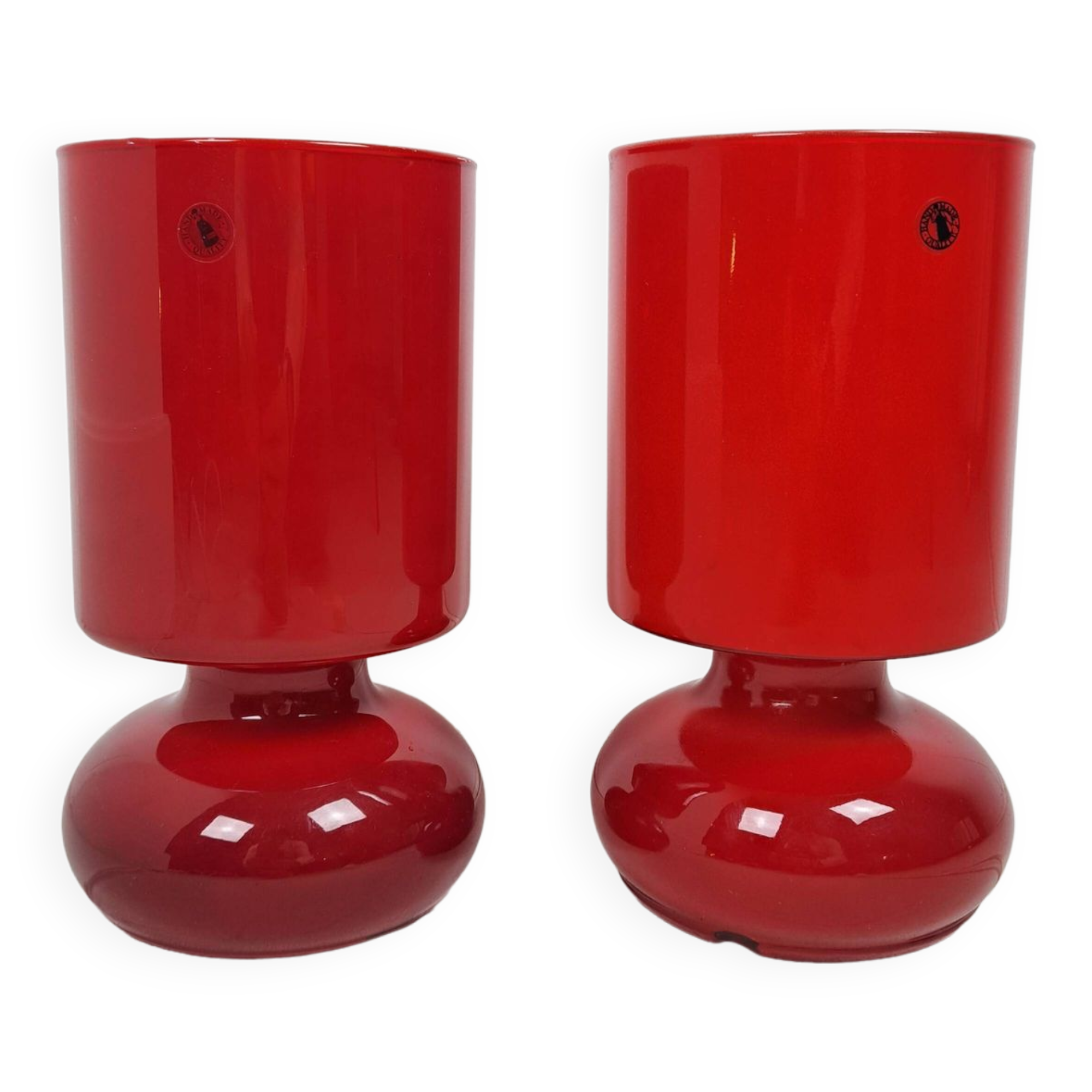 Pair of vintage lykta glass bedside lamps from Ikea 90s