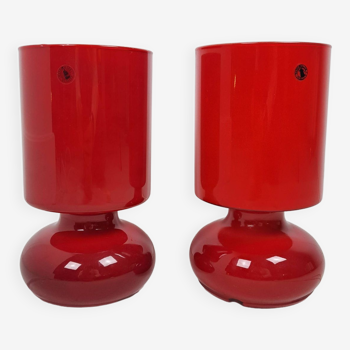 Pair of vintage lykta glass bedside lamps from Ikea 90s