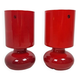 Pair of vintage lykta glass bedside lamps from Ikea 90s