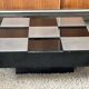 Table basse laque noire et acier brossé 1970