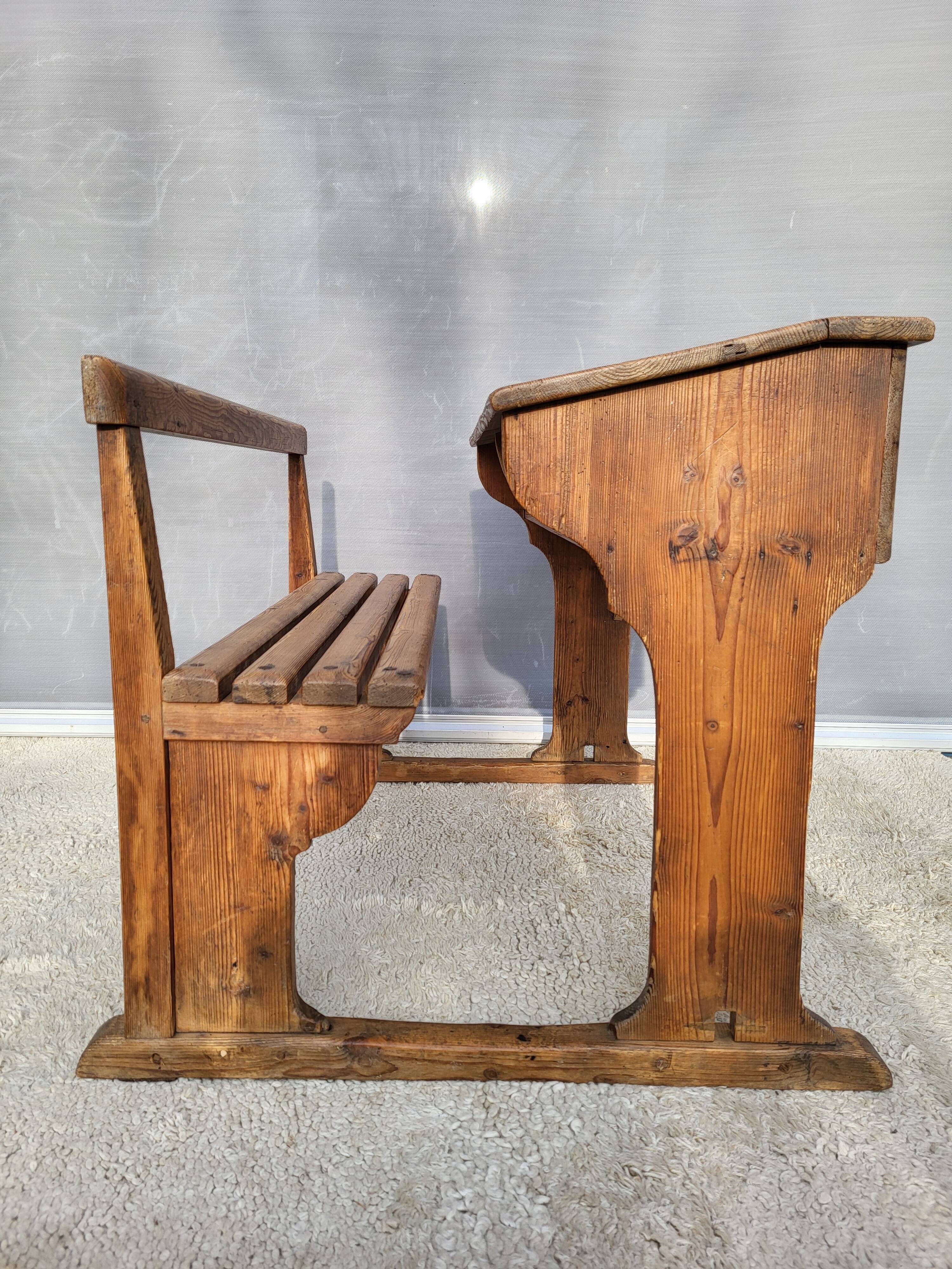 Double solid wood school desk