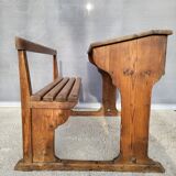 Pupitre double d'écolier bois massif