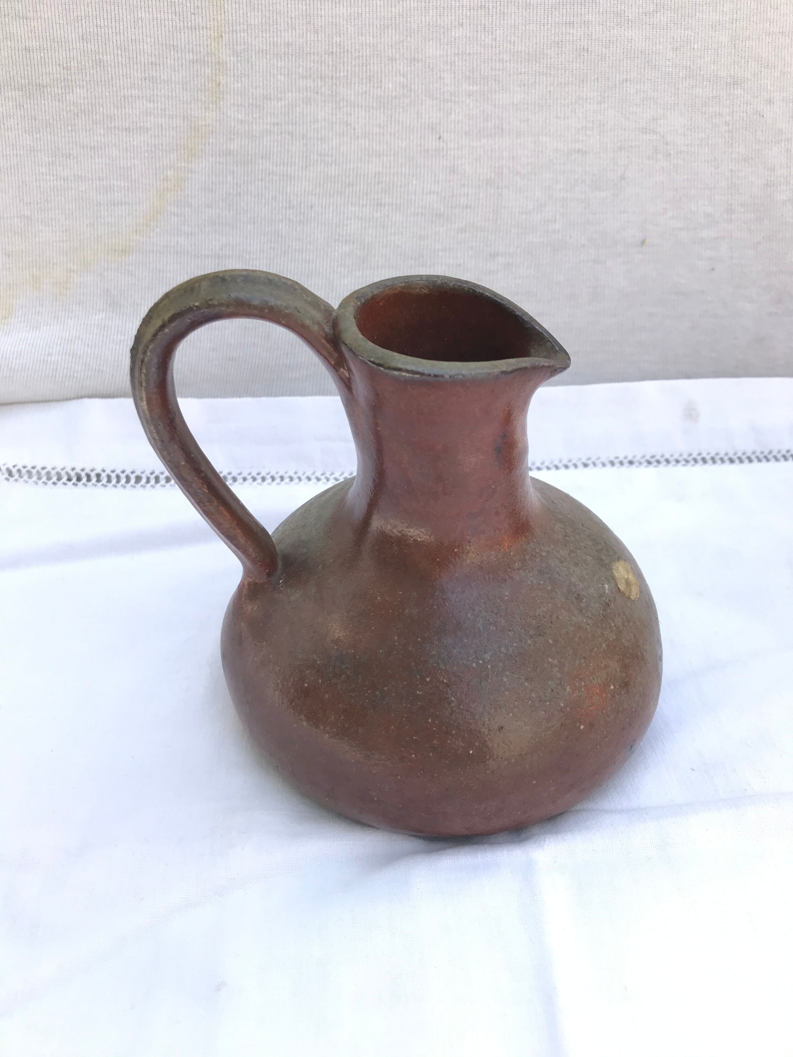 Pair old pitcher poceram cissin ouaga grey sandstones - vintage brown
