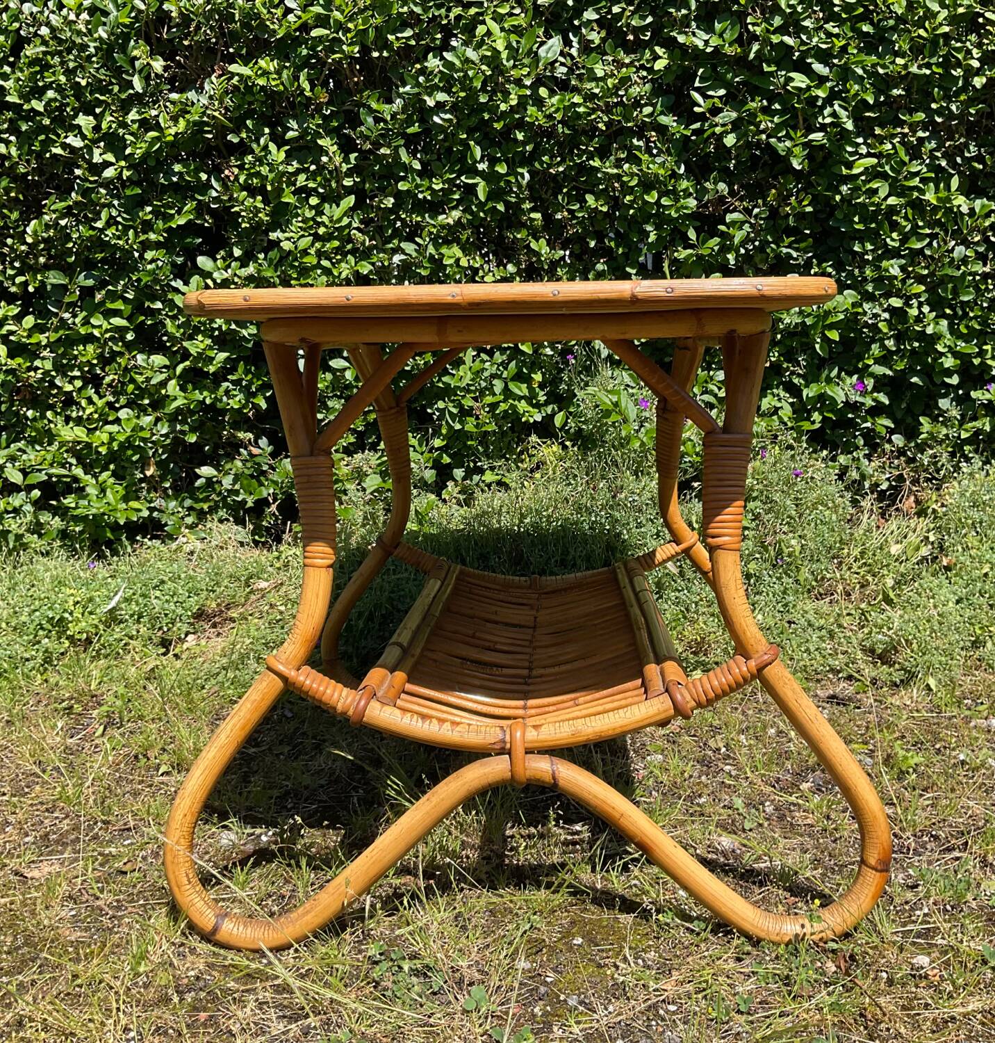 Vintage rattan and Formica coffee table