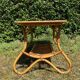 Table basse vintage en rotin et Formica