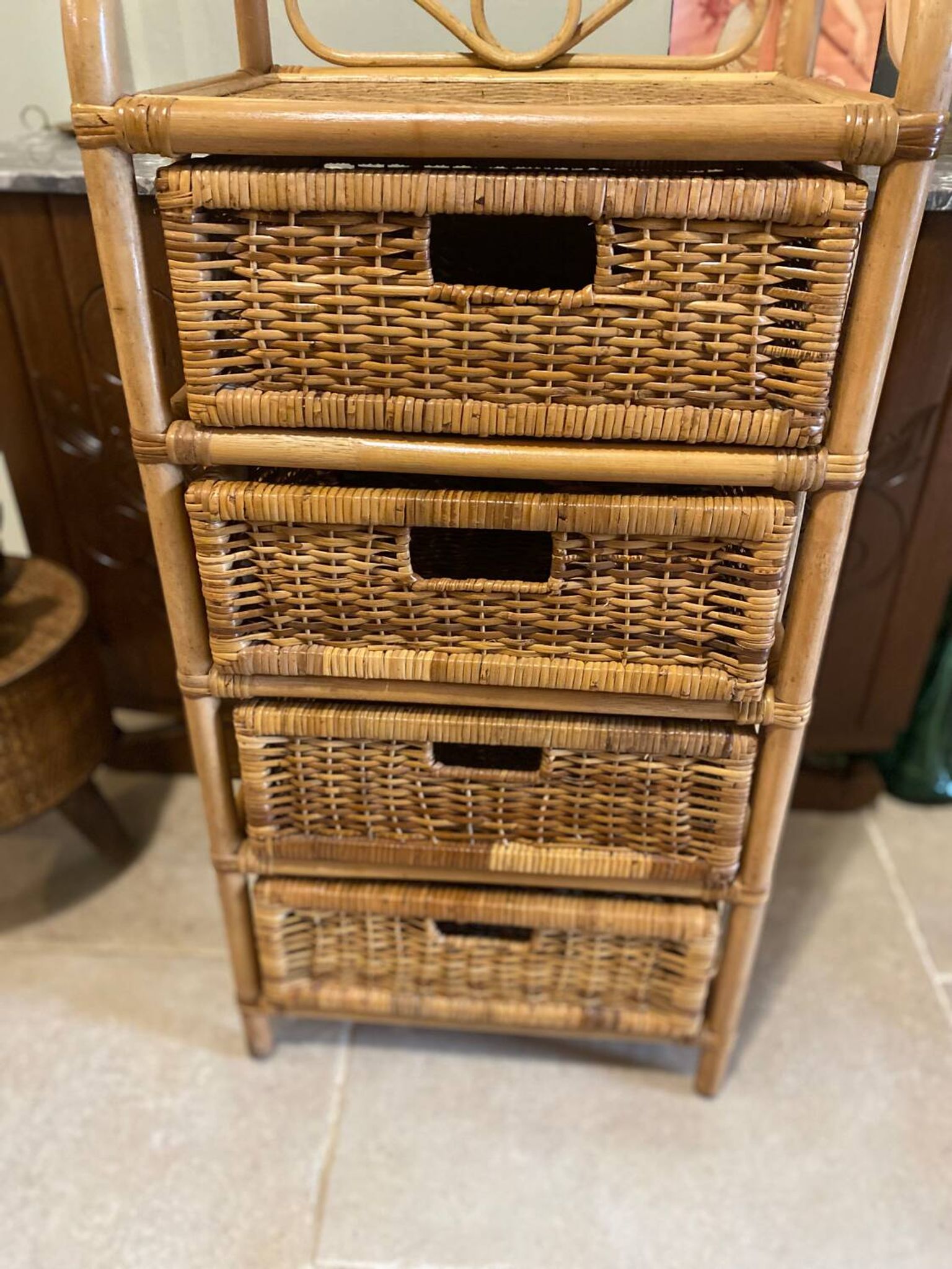 Storage furniture, rattan chest of drawers