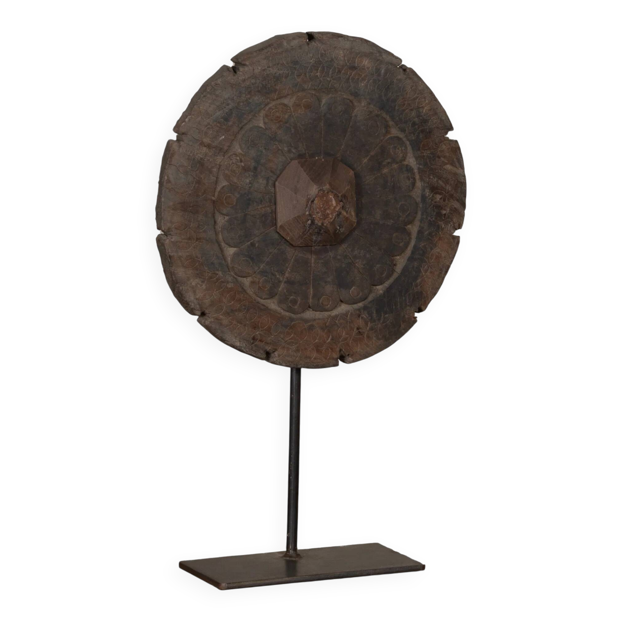 Mandal - Indian wooden wheel on stand no. 1