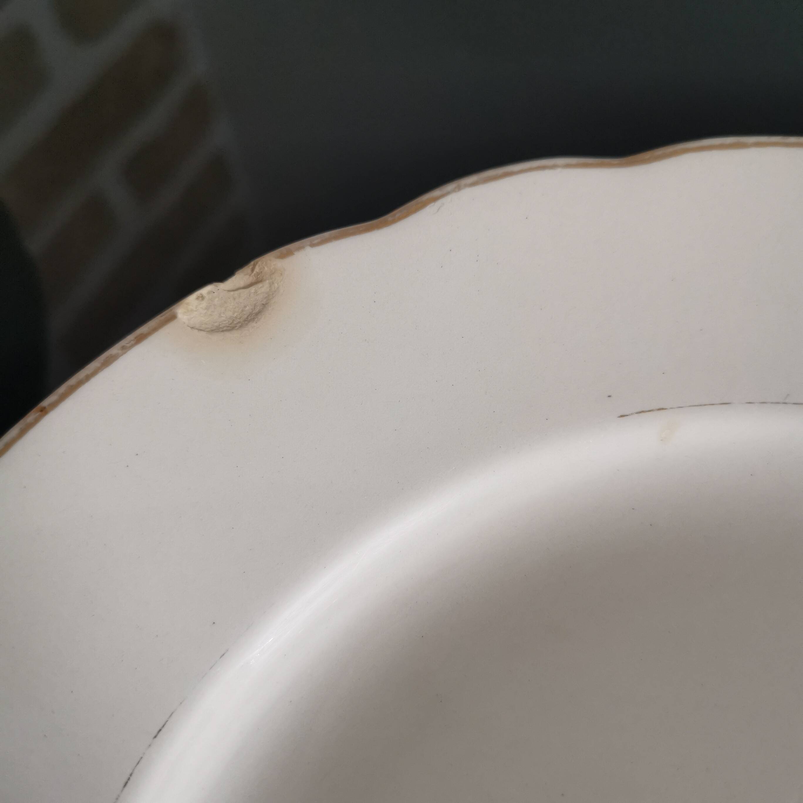 Set of 6 Villeroy and Boch flat plates in ivory color and gold edging