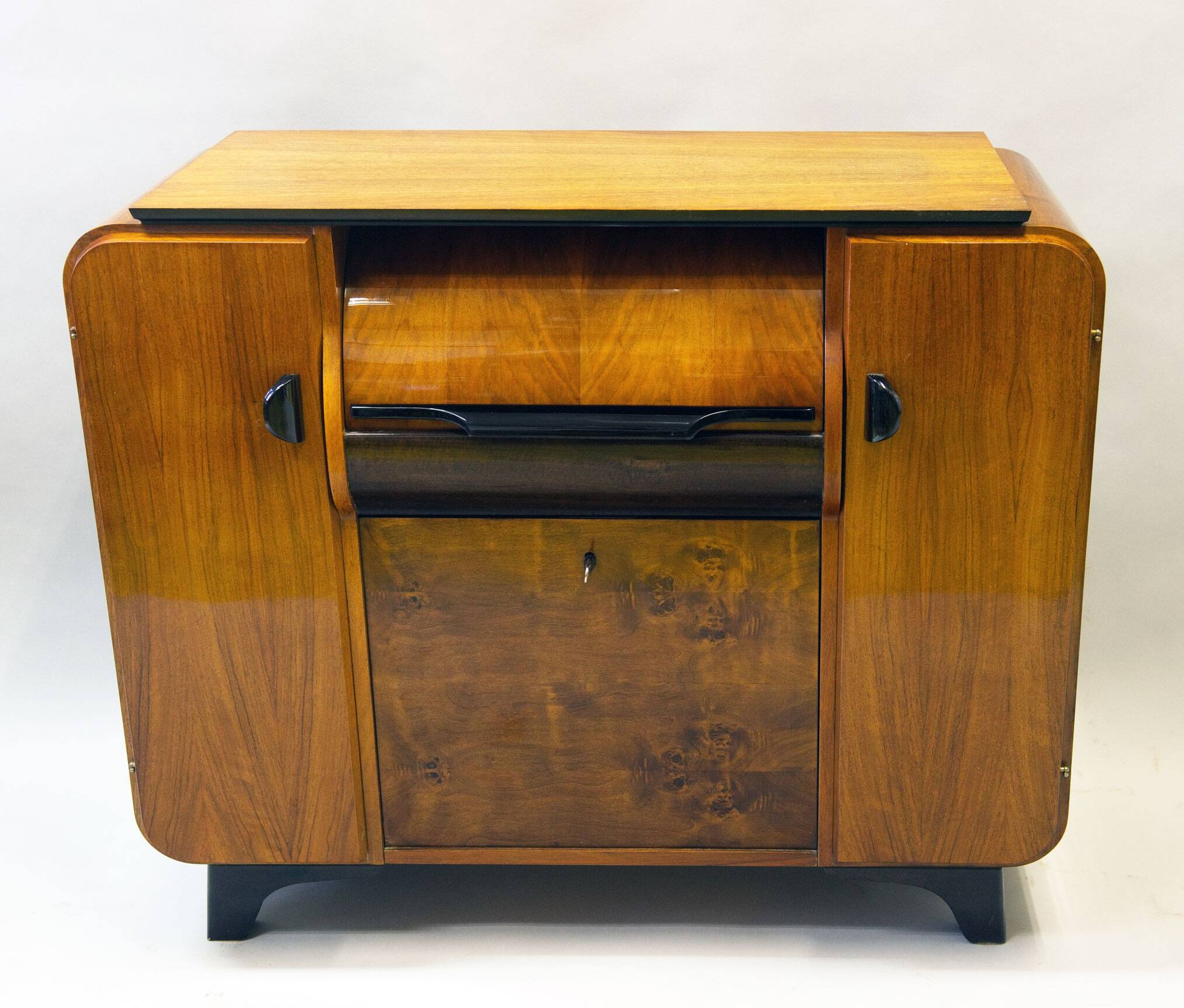 1950s Jindřich Halabala Record Cabinet – Walnut Mid-Century Design Icon