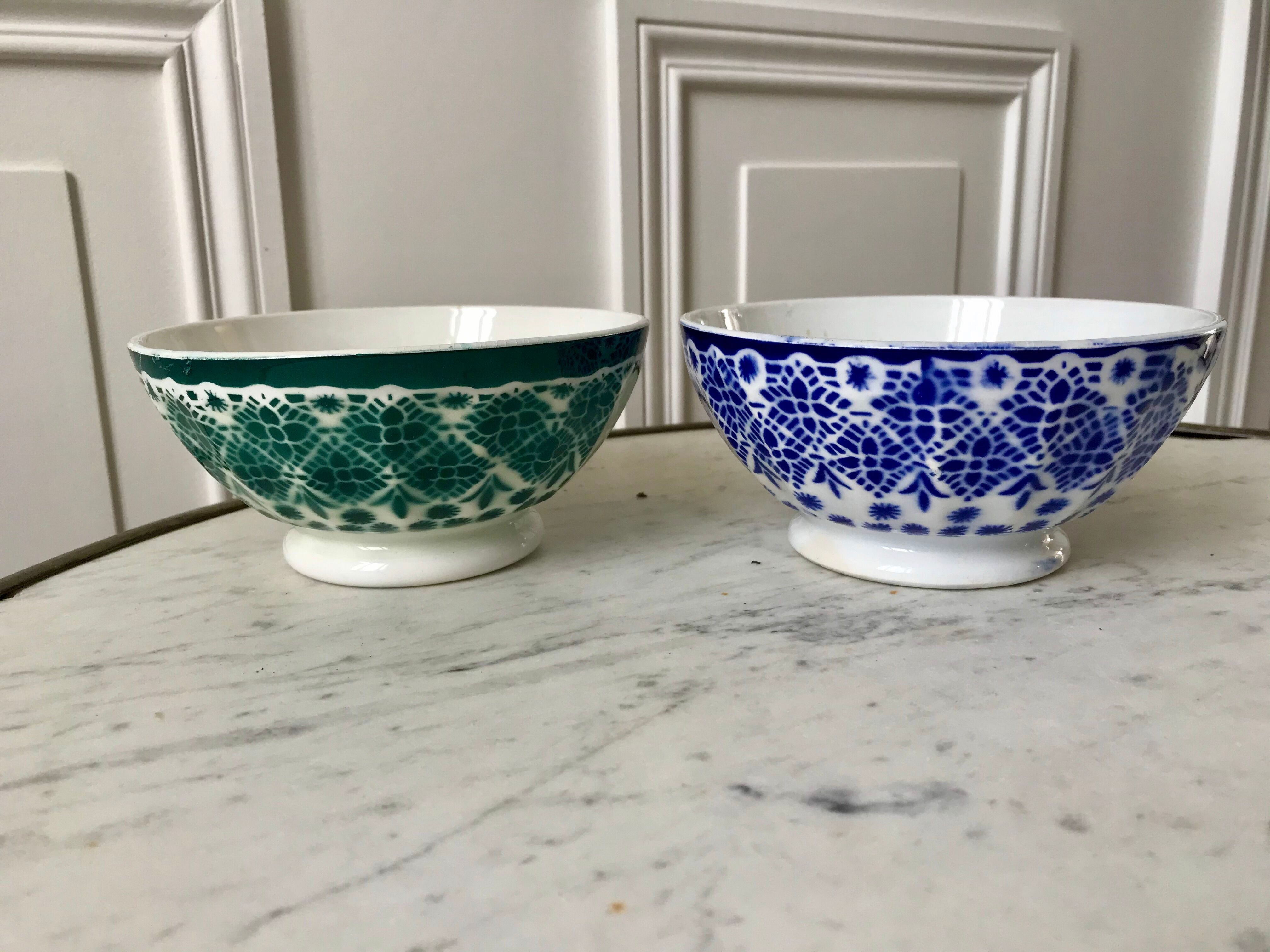 Bols en Terre de Fer bleu et vert fin XIXème