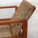 Paire de fauteuils en chêne français et en paille tissée, France, années 1960.