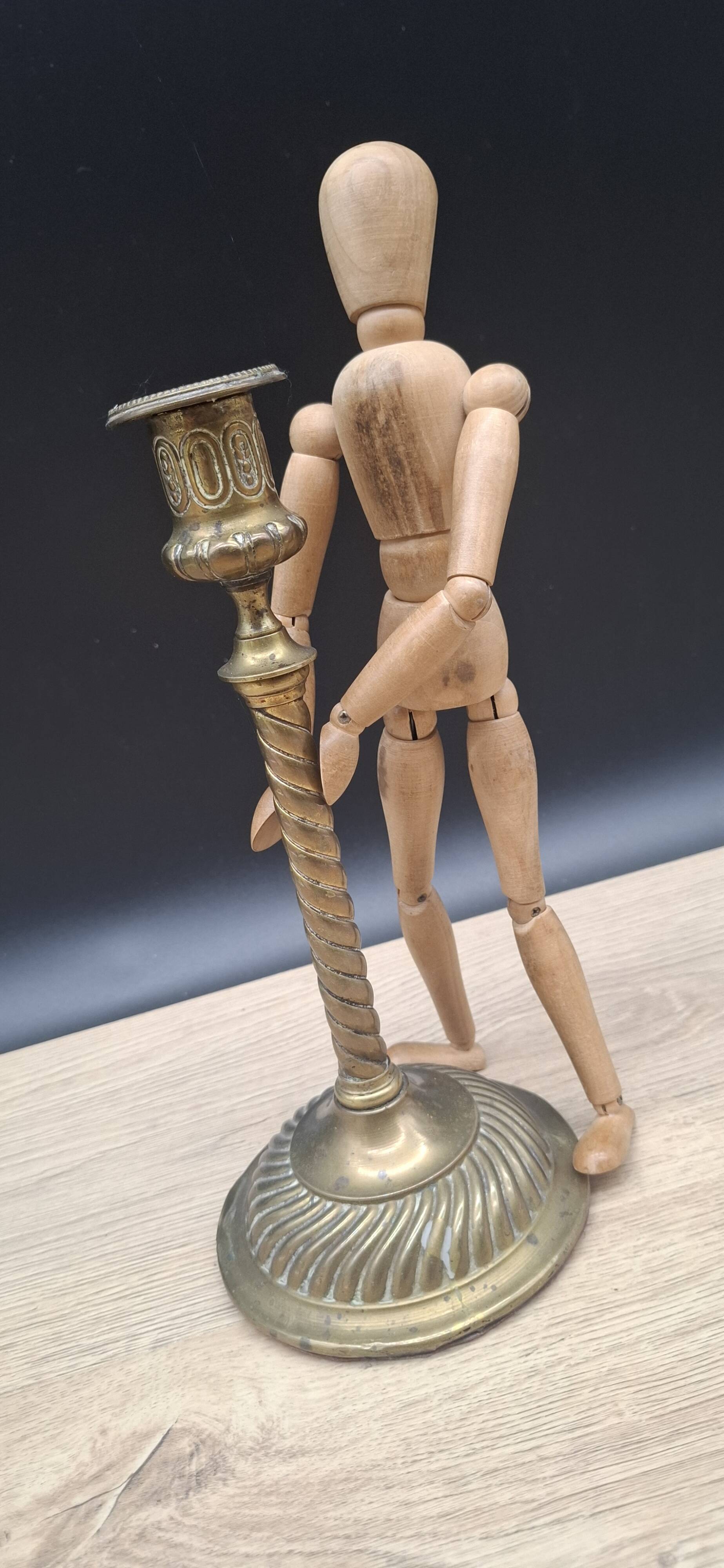 Antique brass candle holder