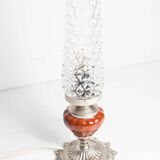 Table or bedside lamp of 1960 ceramic silvered metal glass