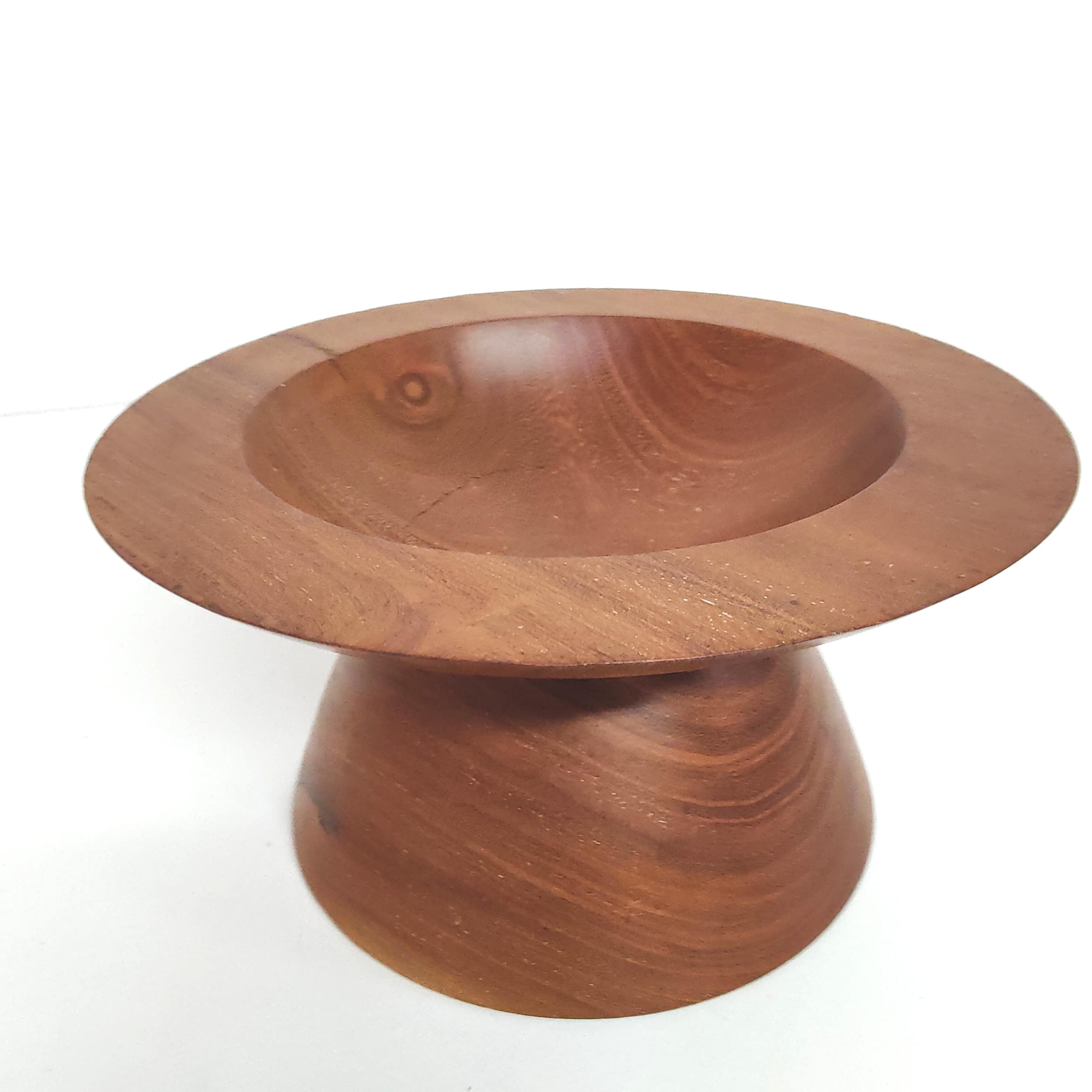 Fruit cup in vintage wooden diabolo shape