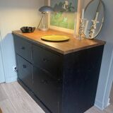 Commode en bois style indus peinte en noir