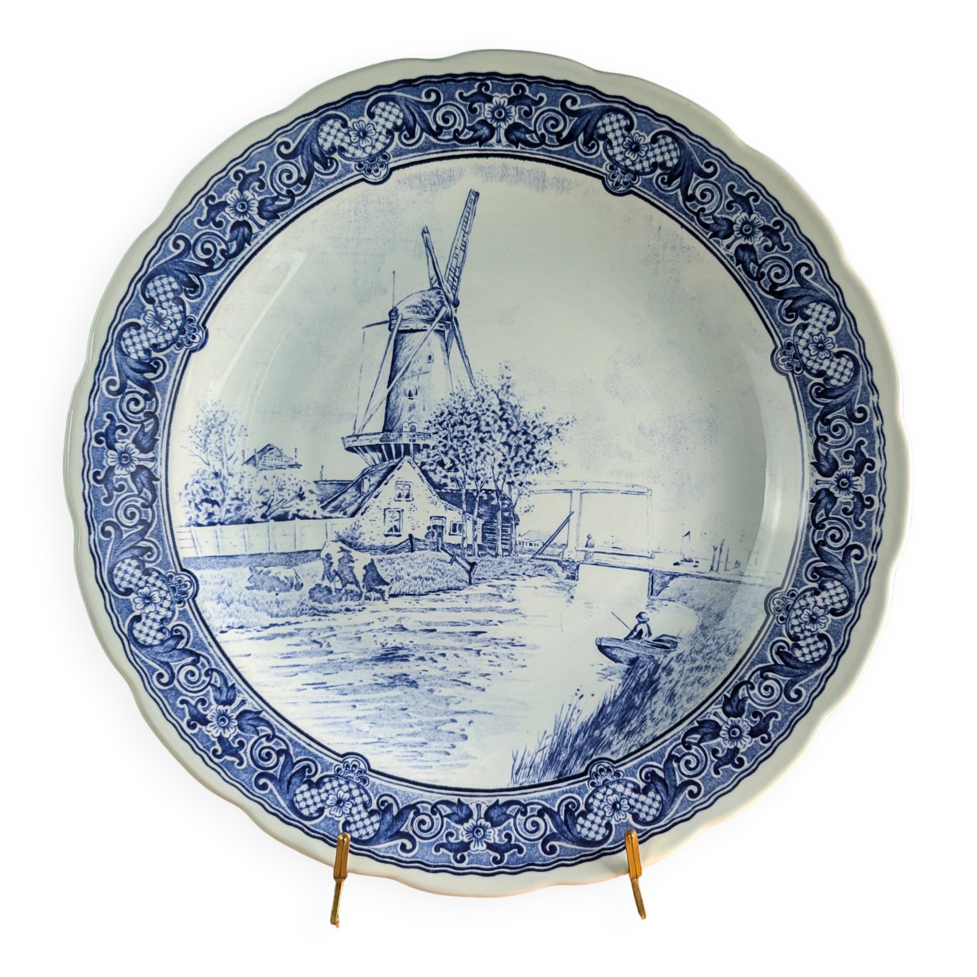 Large Decorative Plate Delfts Royal Shpinx Maastricht Blue 31cm