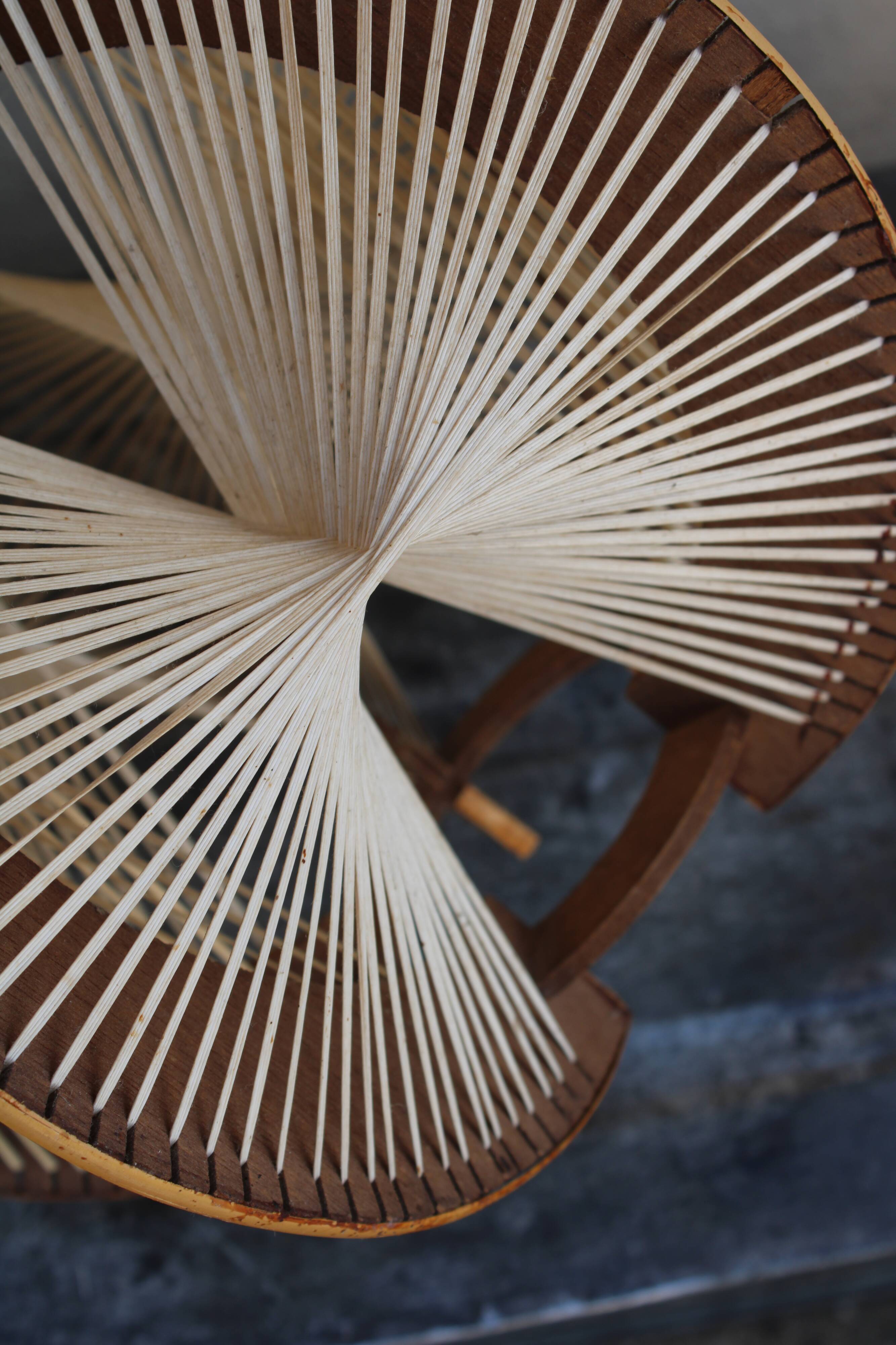 Wooden and rattan suspension