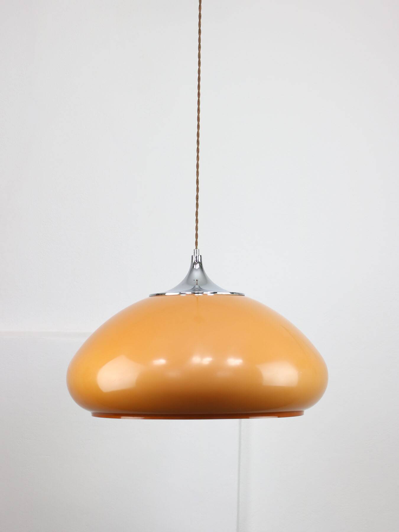 Large Space Age Brown Pendant Lamp from Guzzini, 1960s