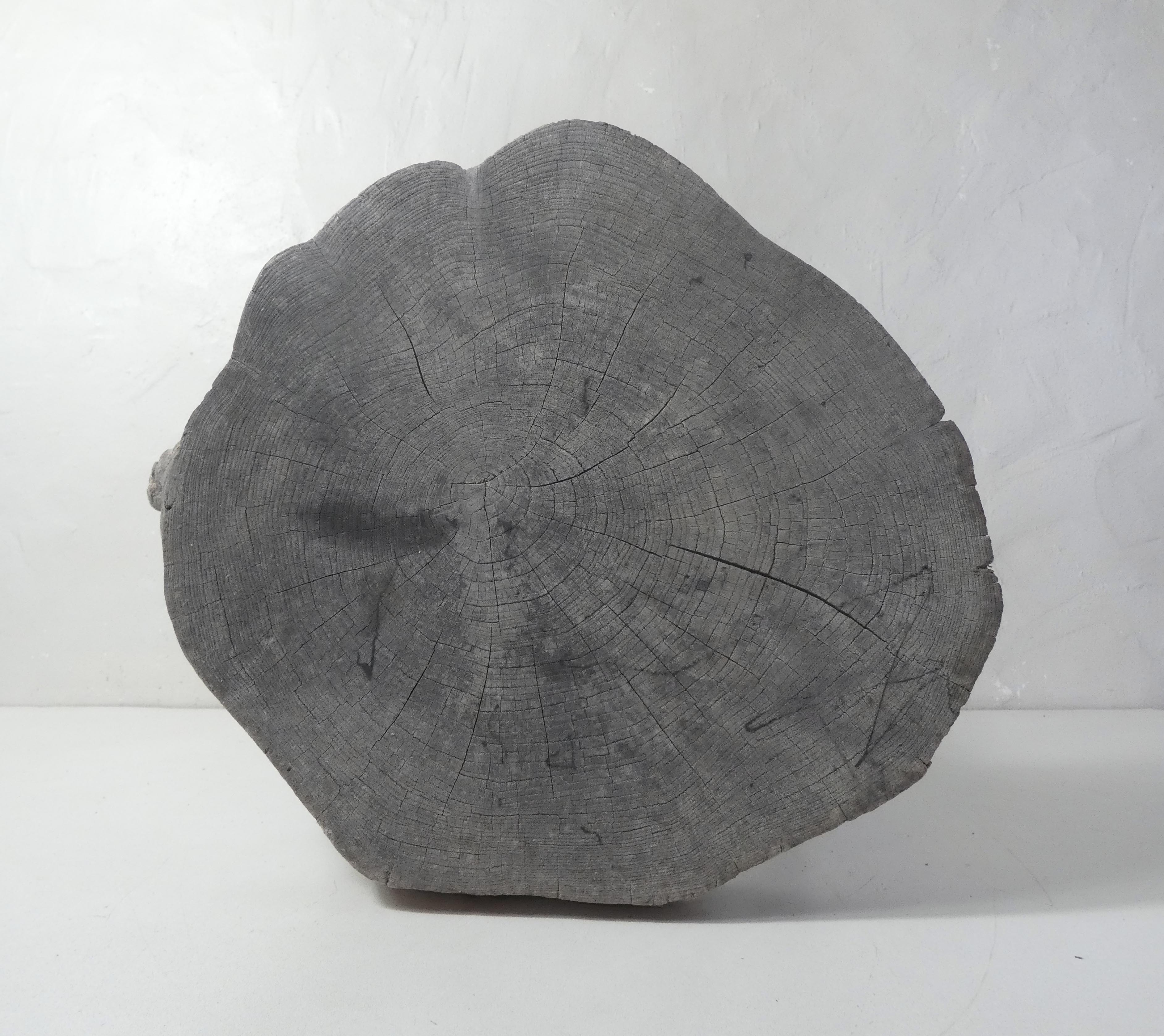 Old brutalist solid wood stool