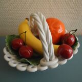 Old ceramic fruit basket vintage ceramic fruit basket barbotine