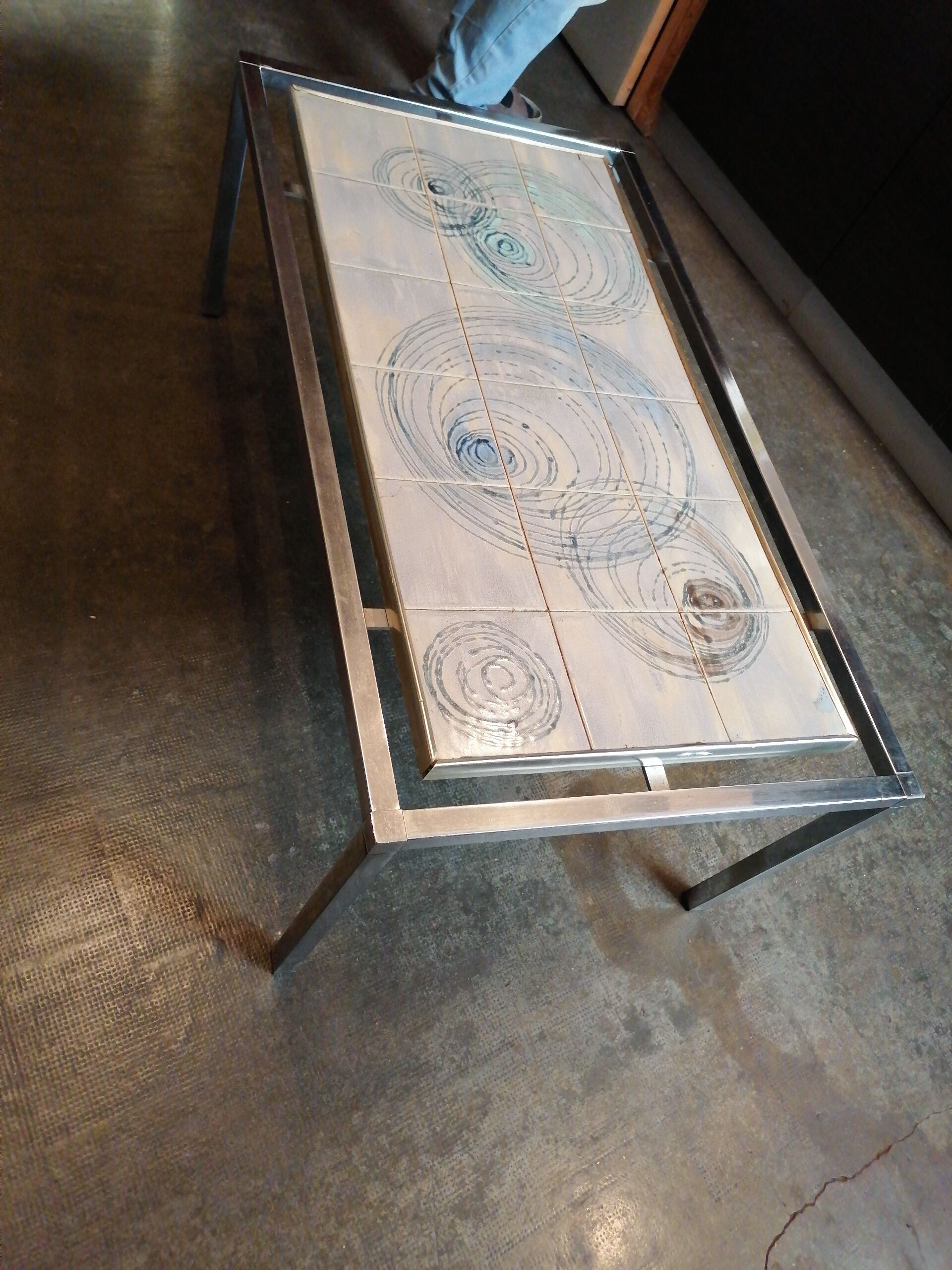 Coffee table 1970 chrome ceramic