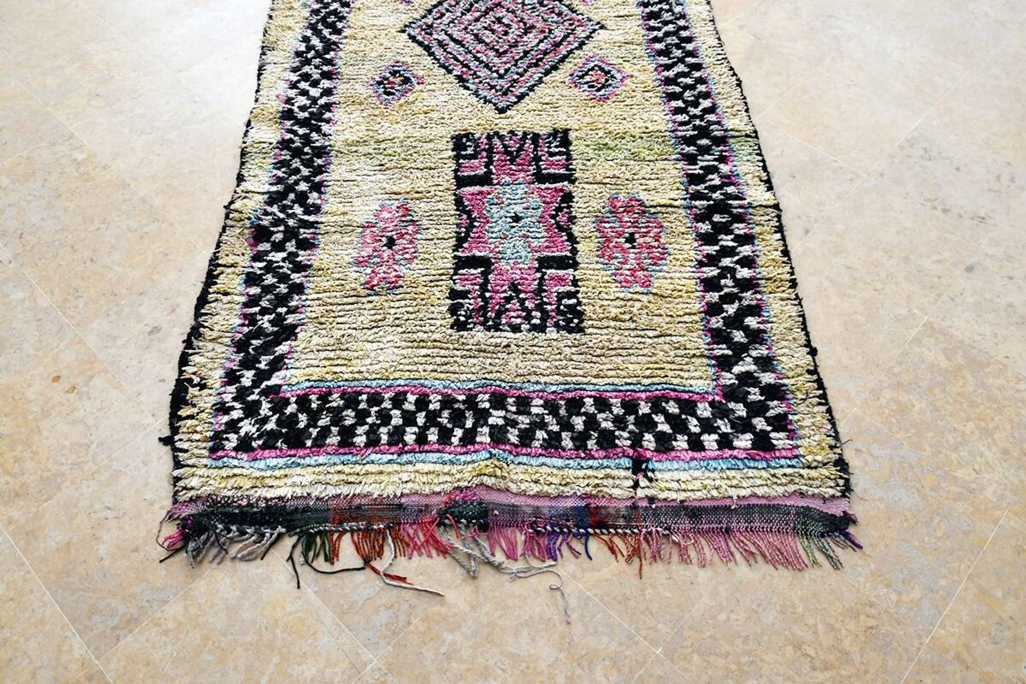 Vintage Moroccan Berber Boucherouite rug 345 x 128 cm (very good condition)