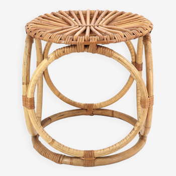 Rattan and bamboo stool, 70s
