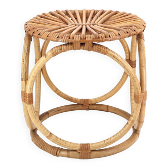 Rattan and bamboo stool, 70s