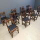 Vintage brutalist dining chairs set of 11 - 1960s