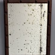Antique tramp art folk art distressed mirror, Belgium ca 1900s