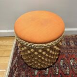 1970 wicker chest pouf