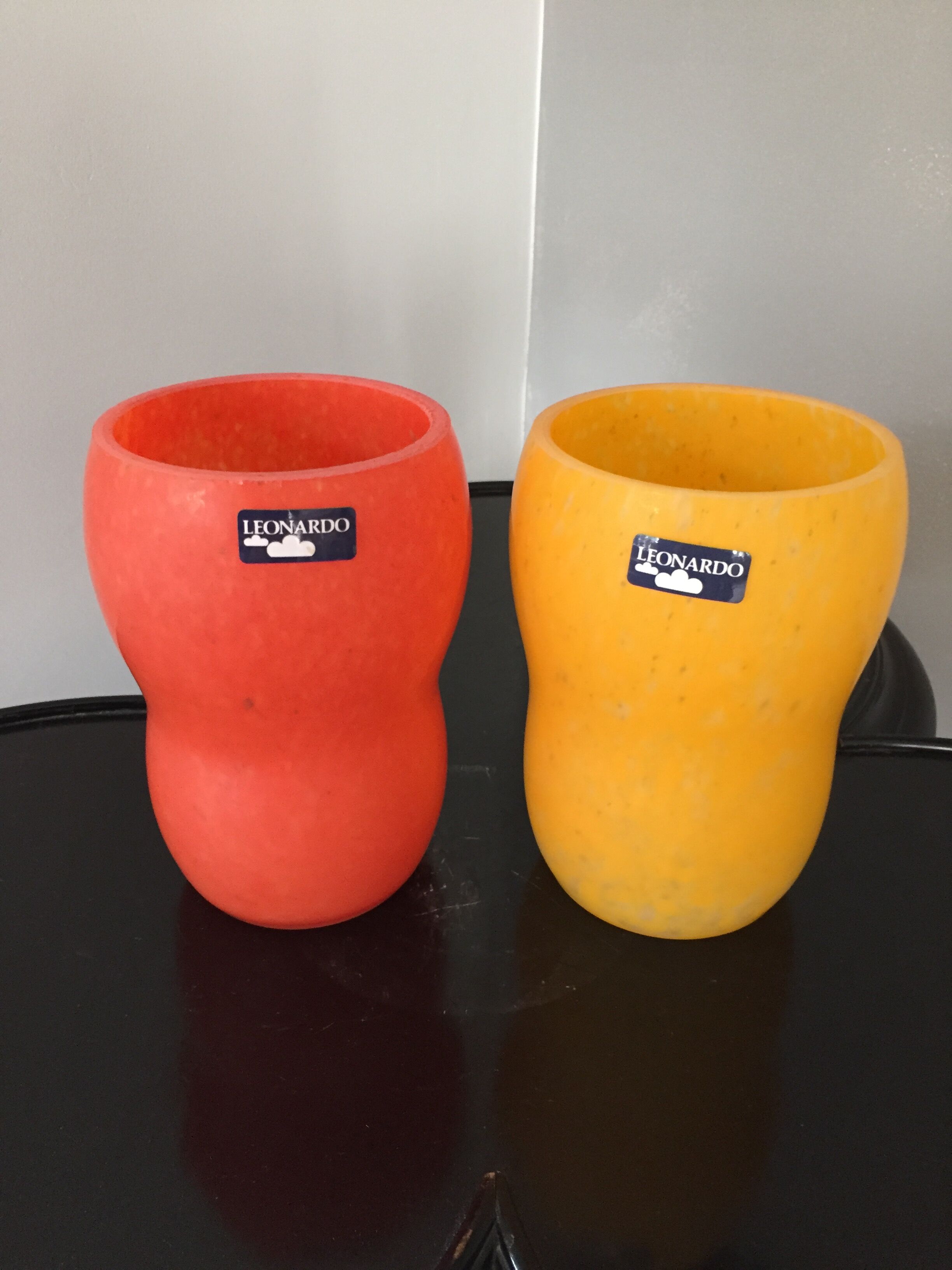 Série de deux vases Léonardo orange et jaune
