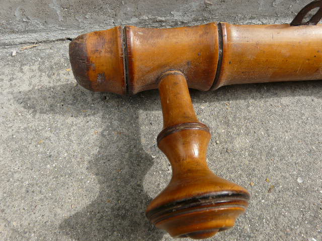Bamboo style wooden coat holder 40s, 8 hooks