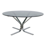 1970s space age round coffee table smoked glass