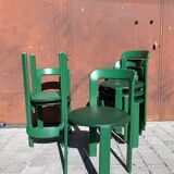 6 Bruno Rey Kush & co Green Stackable Chairs Circa 1970