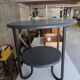 Table ronde Bauhaus double plateaux grise
