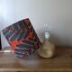 Sculpted stone lamp dlg Tormos, linen lampshade with botanical print