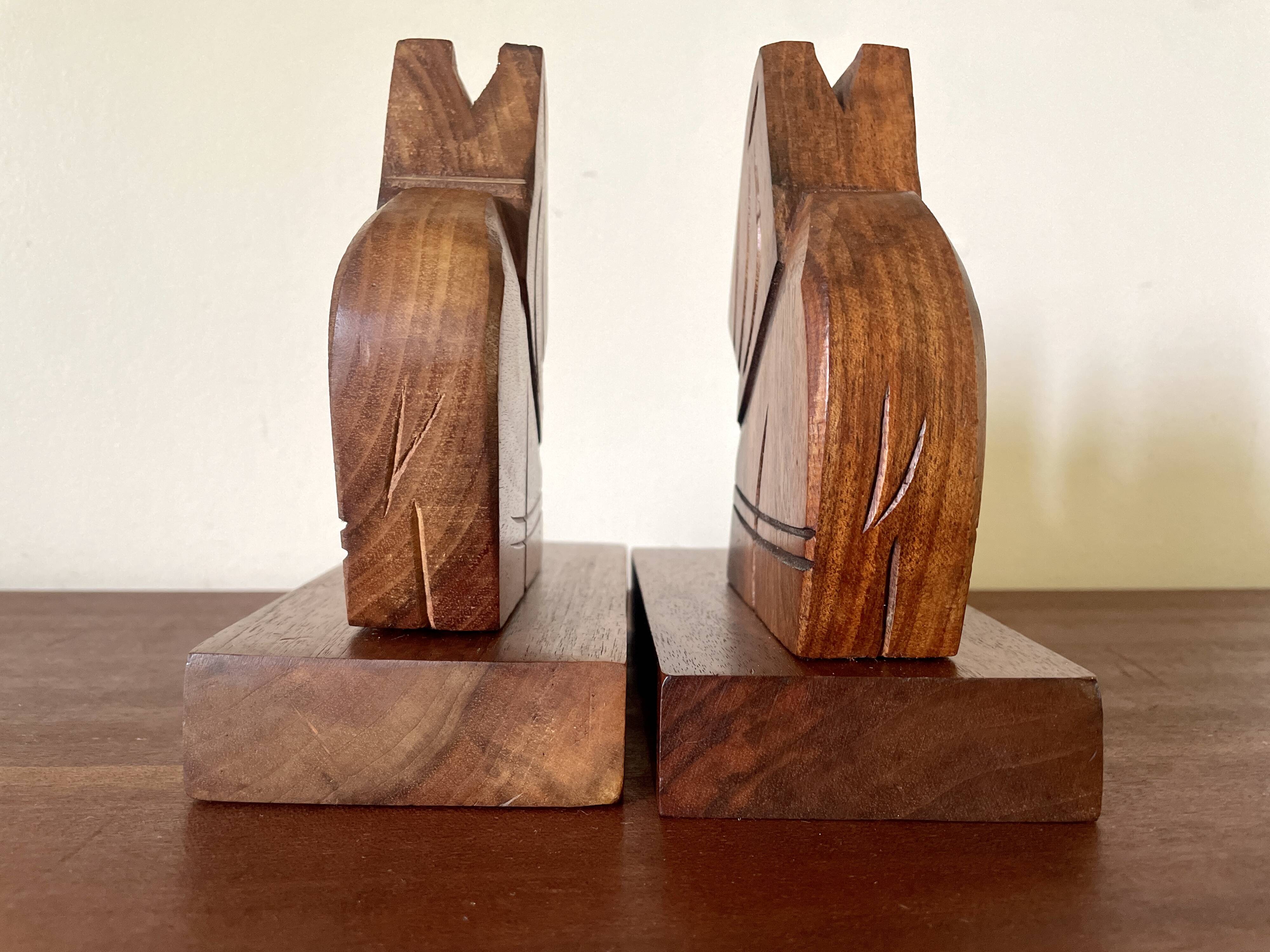Wooden elephant bookends, handmade 1960
