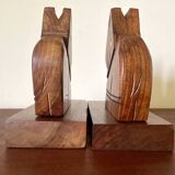 Wooden elephant bookends, handcrafted 1960