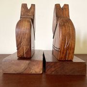 Wooden elephant bookends, handmade 1960