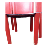 Set of 6 red Coral chairs design Tito Agnoli, édité par Matteo Grassi