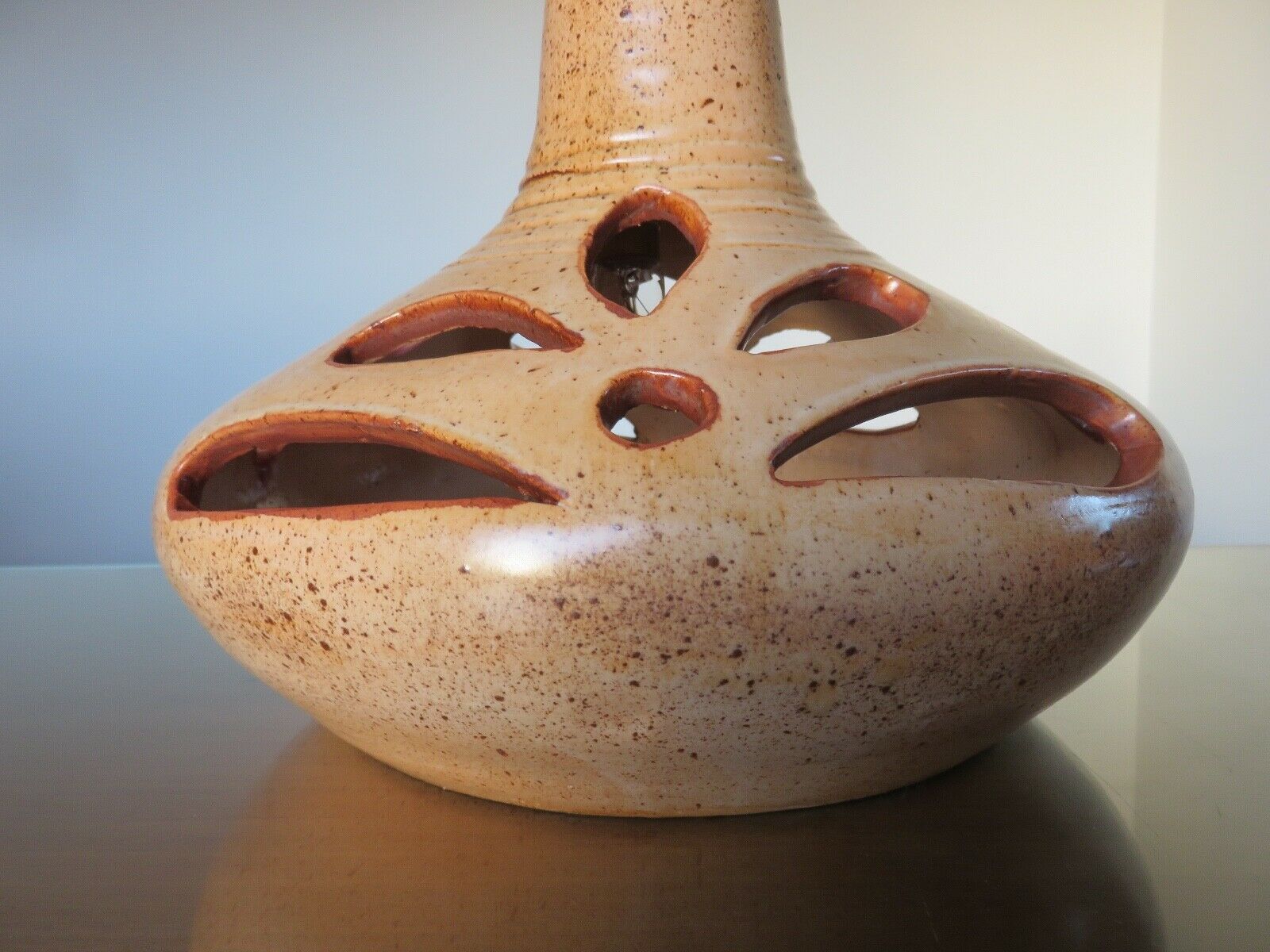 Ceramic lamp foot signed double lighting 50 60 years