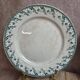 Set of 6 flat plates, Gien Montigny ironstone – old green decoration.