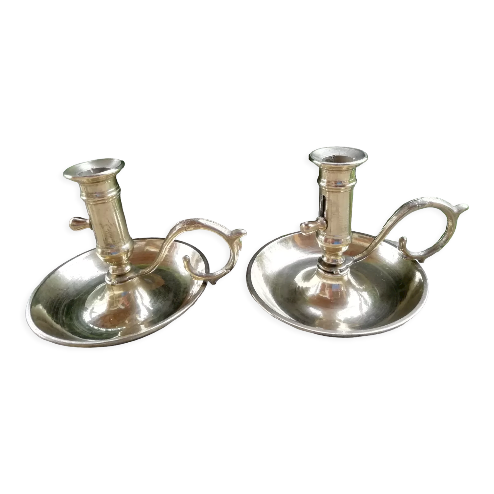 Pair of brass candle holders