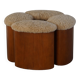 Set of 4 sculptural French Art Deco stools in wood and lamb's wool, 1940s.